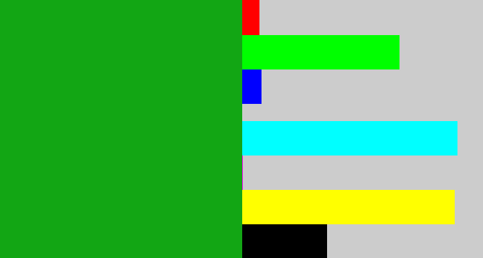 Hex color #12a614 - green
