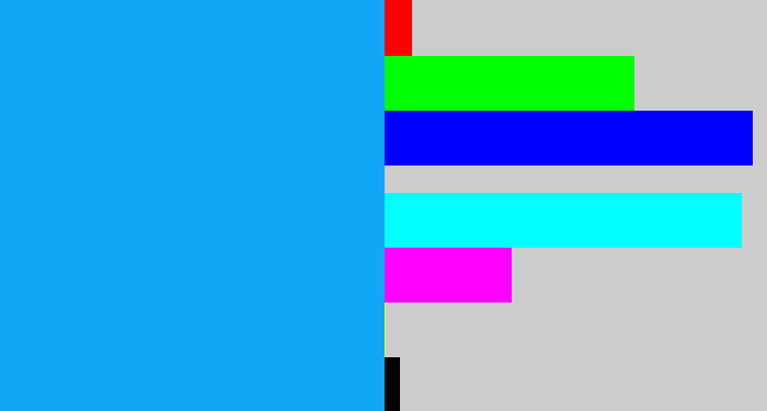 Hex color #12a6f6 - azure