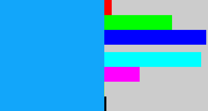 Hex color #12a6fa - azure