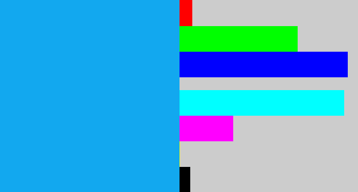 Hex color #12a8ef - azure