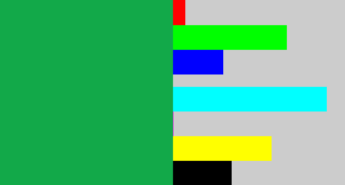 Hex color #12a949 - emerald