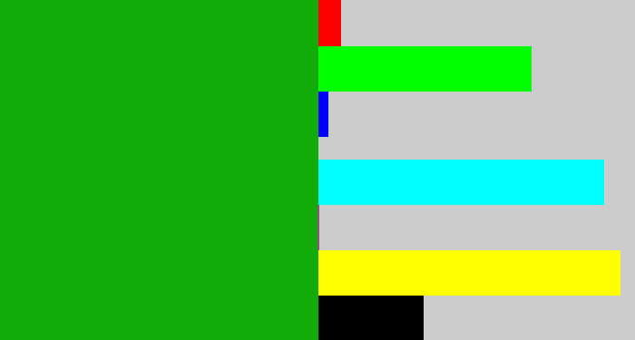 Hex color #12ac08 - green