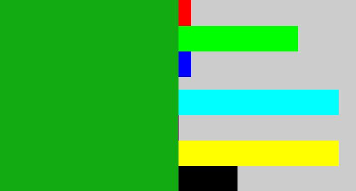 Hex color #12ac12 - green
