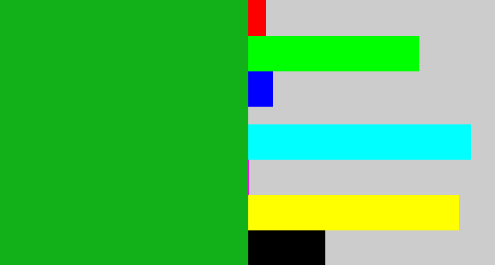 Hex color #12b11a - green