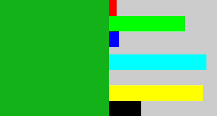 Hex color #12b218 - green