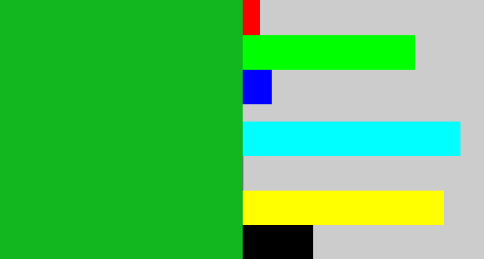 Hex color #12b61f - green