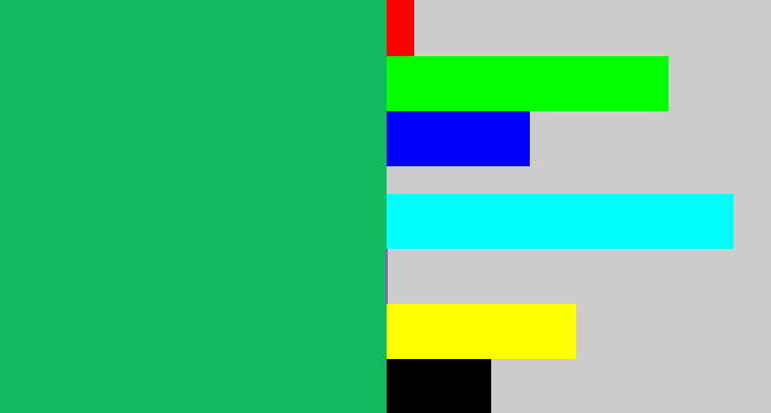 Hex color #12b95f - algae green