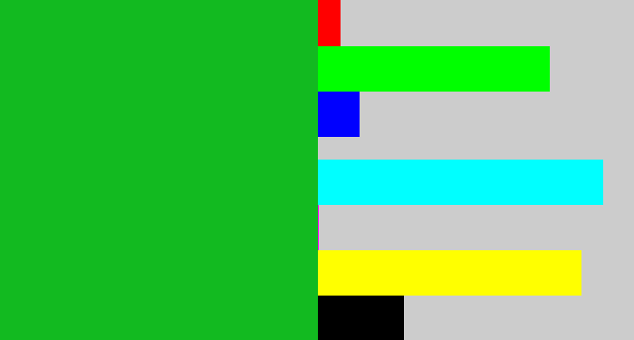Hex color #12ba20 - green