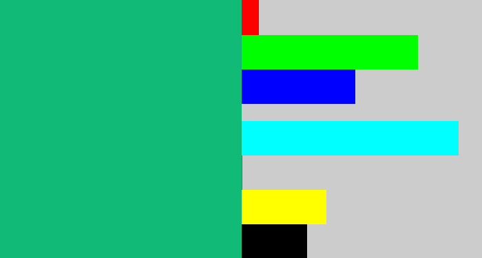 Hex color #12ba78 - green teal