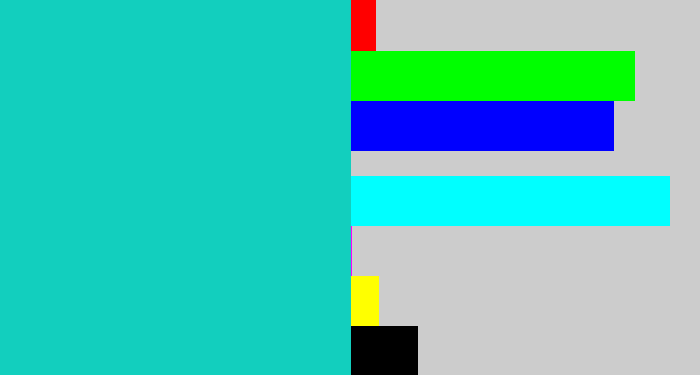 Hex color #12cfbe - aquamarine