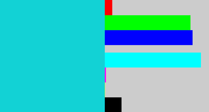 Hex color #12d2d5 - aqua blue
