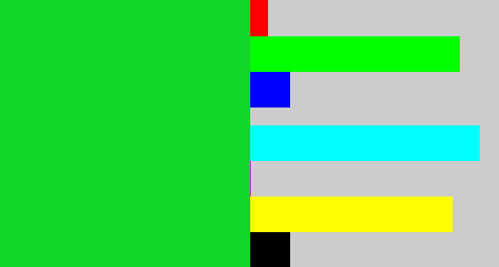 Hex color #12d628 - vibrant green