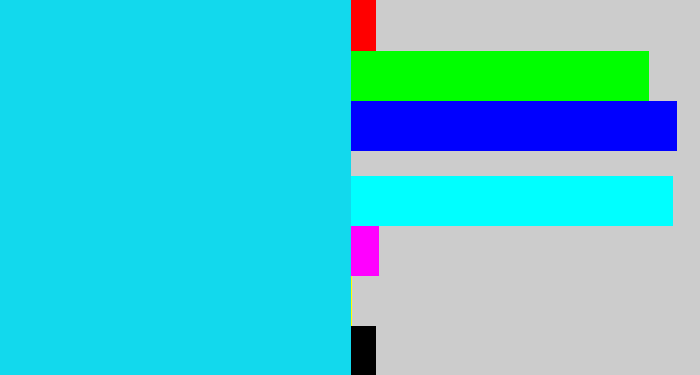Hex color #12d9ed - aqua blue
