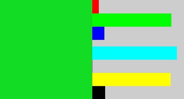 Hex color #12db21 - vibrant green