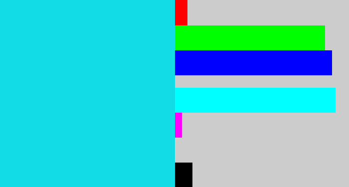 Hex color #12dce5 - aqua blue