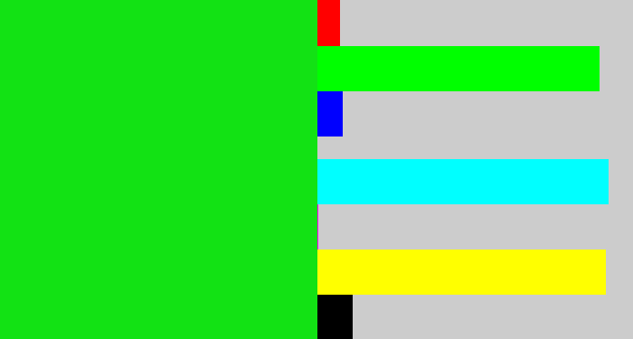 Hex color #12e214 - vibrant green