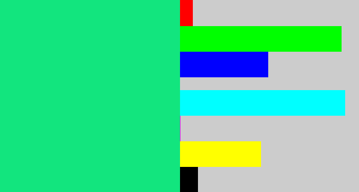 Hex color #12e57e - tealish green