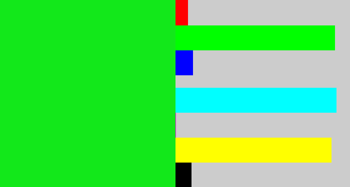 Hex color #12e81a - vibrant green