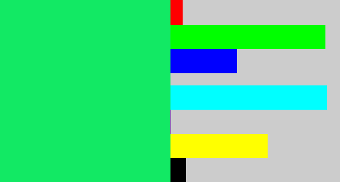 Hex color #12e964 - tealish green