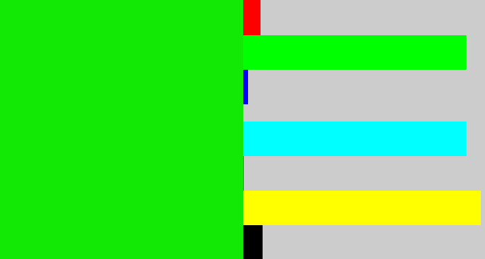 Hex color #12ea05 - vibrant green