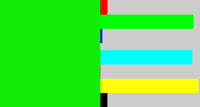 Hex color #12ec04 - vibrant green