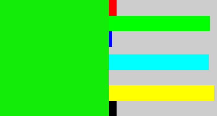 Hex color #12ec07 - vibrant green
