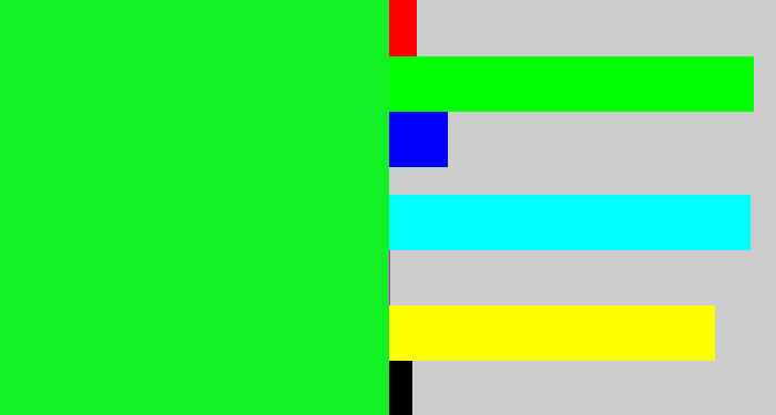 Hex color #12f026 - hot green