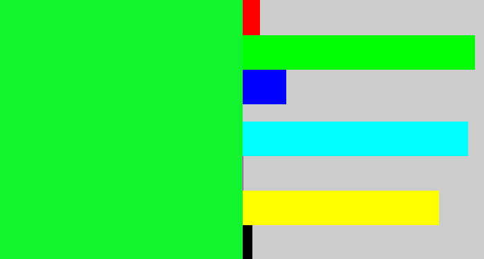 Hex color #12f52e - hot green