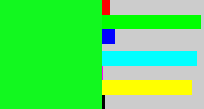 Hex color #12f81f - neon green
