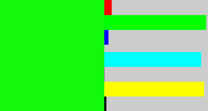 Hex color #12f90b - neon green