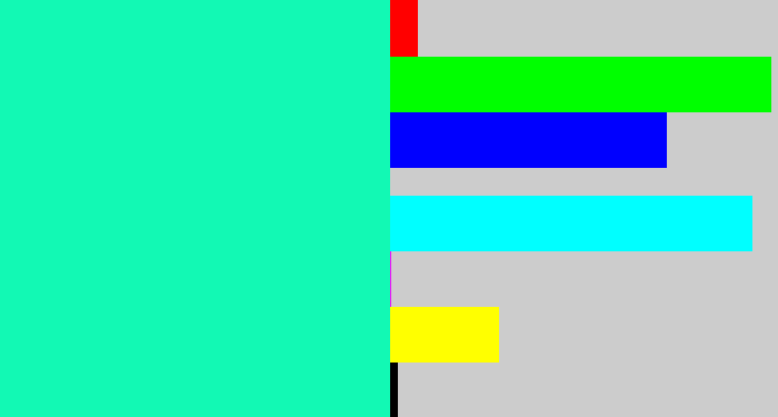 Hex color #12f9b4 - greenish turquoise