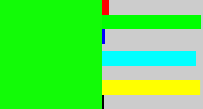 Hex color #12fb07 - neon green