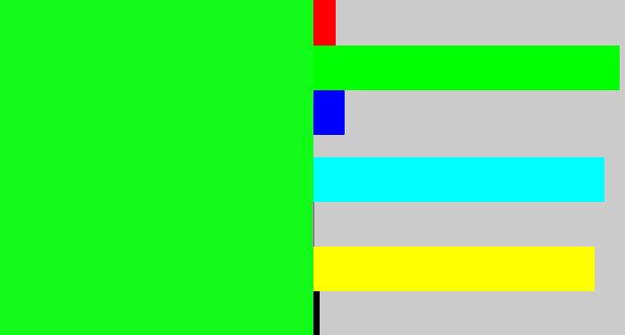 Hex color #12fb19 - neon green