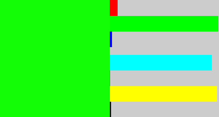 Hex color #12fd06 - neon green