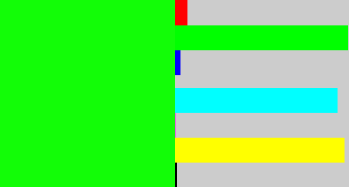 Hex color #12fd07 - neon green