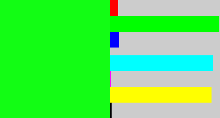 Hex color #12fd14 - neon green
