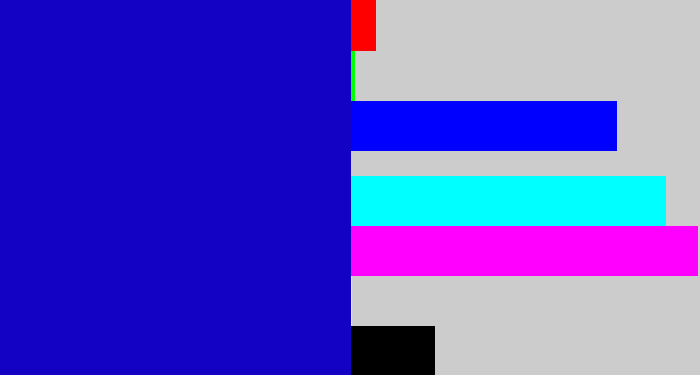 Hex color #1302c3 - ultramarine