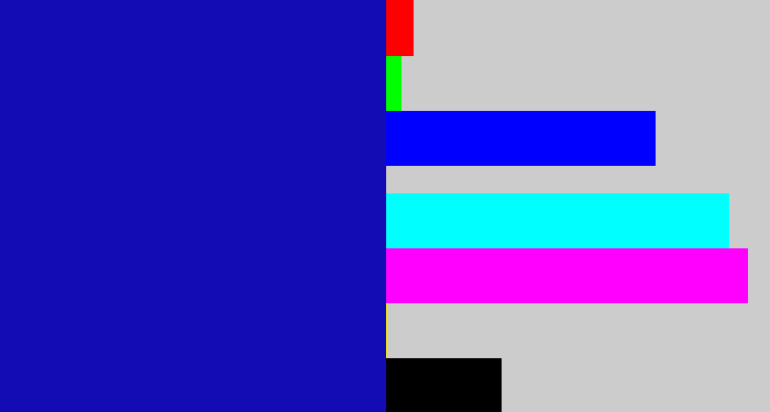 Hex color #130bb3 - ultramarine