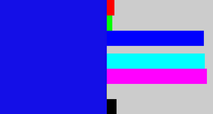 Hex color #130de7 - ultramarine blue