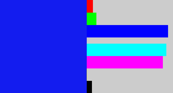 Hex color #131cef - rich blue