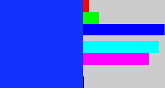 Hex color #1332fd - vivid blue