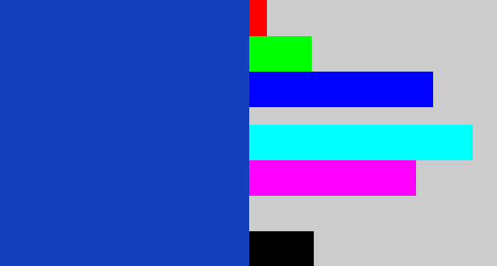 Hex color #133fbd - blue blue