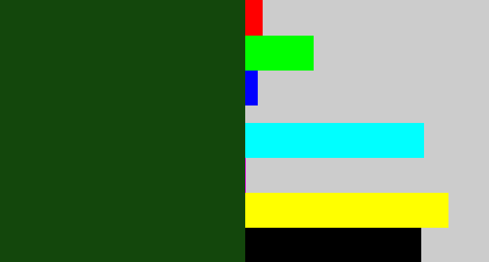 Hex color #13470c - forrest green