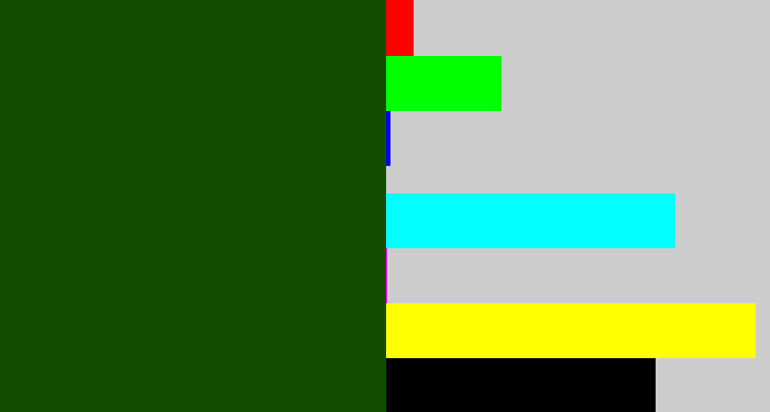 Hex color #134d03 - forrest green
