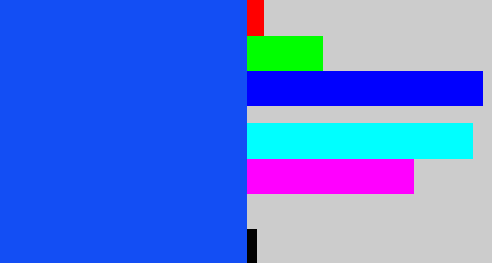 Hex color #134ef4 - electric blue