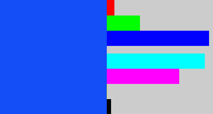 Hex color #134ef6 - electric blue