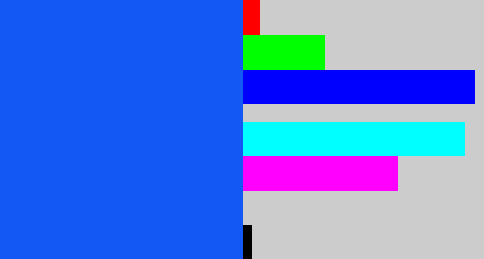 Hex color #1357f5 - azul