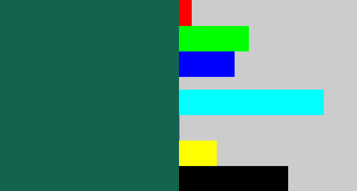 Hex color #13644f - dark green blue