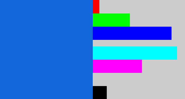 Hex color #1366d9 - azul