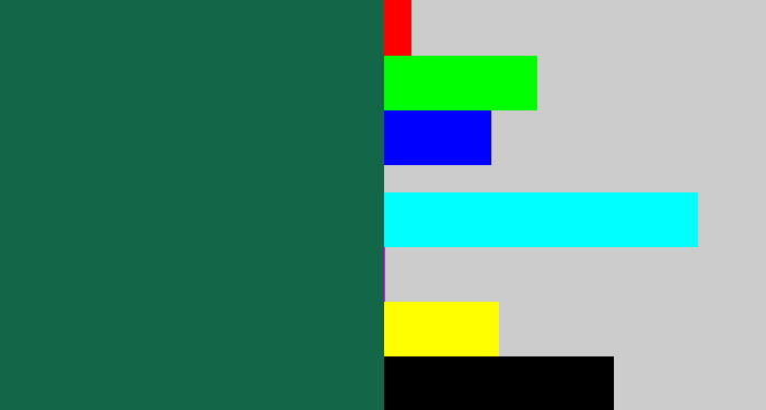 Hex color #136748 - dark green blue